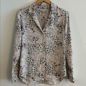 Equipment Femme Floral Collared Button Up Shirt Blouse Small